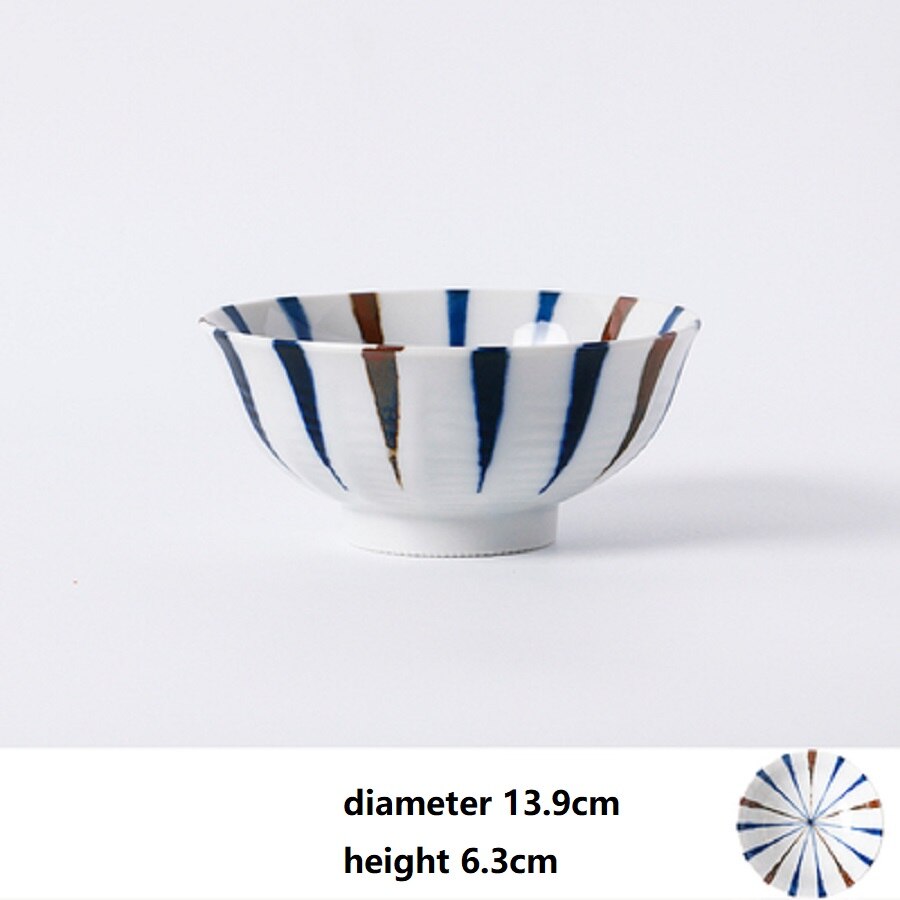 1 Pc Japanse Schotel Plaat Keramische Onderglazuur Retro Creatieve Lijnen Eenvoudige Exquise Huishouden Gemaakt In Japan: Diameter 13.9cm