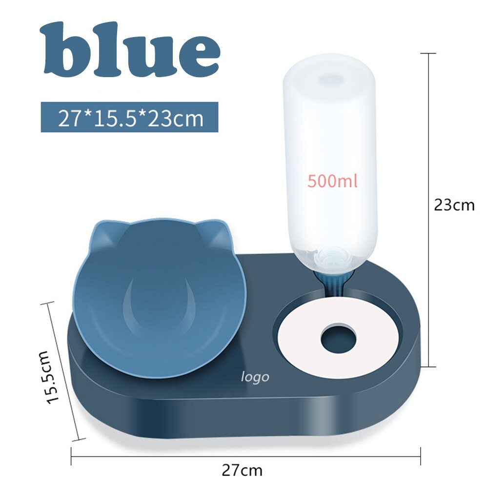 2-In-1 Kat Kom Water Dispenser Automatische Water Opslag Hond Kattenvoer Kom Voedsel Container Met waterer Pet Waterer Feeder: Blue Color