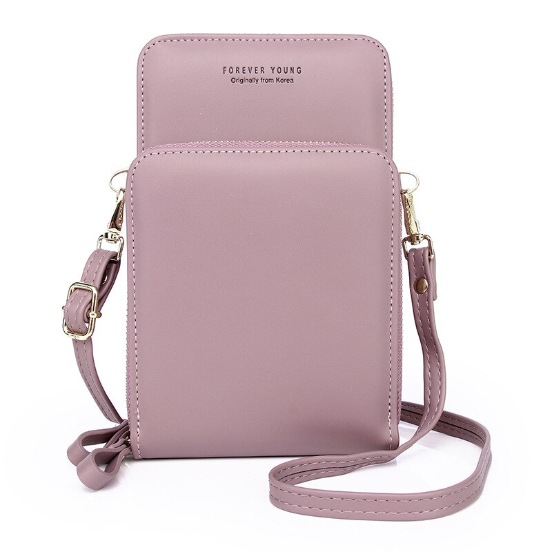 Yogodlns, bandolera pequeña para mujer, bandolera de cuero PU, Minibandolera multifunción, bolso de doble capa para teléfono móvil: Light purple
