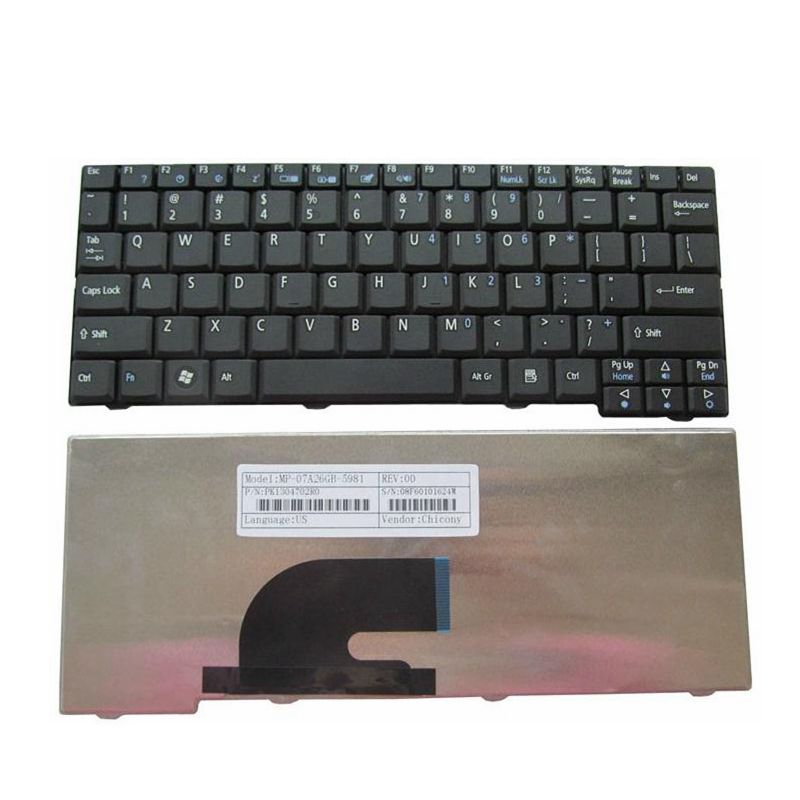 Teclado para ordenador portátil US/RU/JP para Acer Aspire ZG5 ZG6 ZG8 ZA8 D150 D210 D250 A110 A150 A150L ZA8 ZG8 KAV60 EM250: US Black