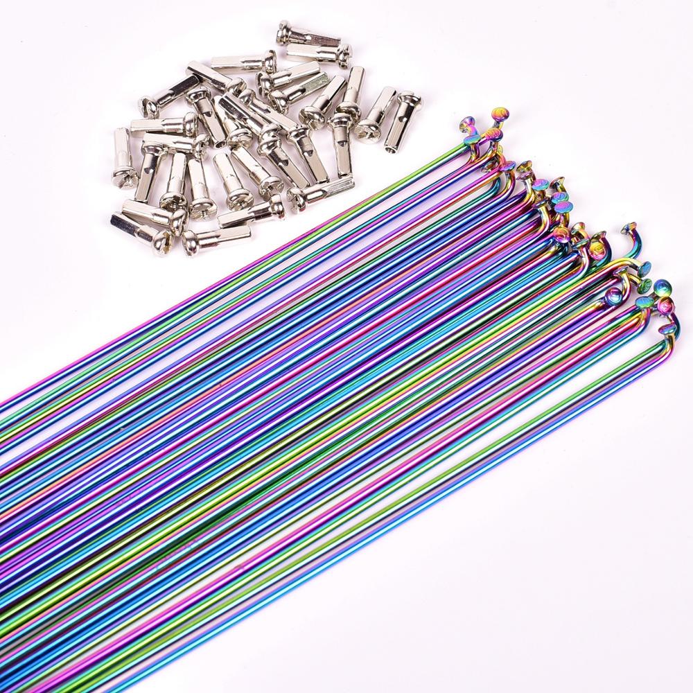 Stainless steel spokes vacuum plated rainbow spokes 26 27.5 29 inch spoke spokes cap mountain / road bike spokes 6g