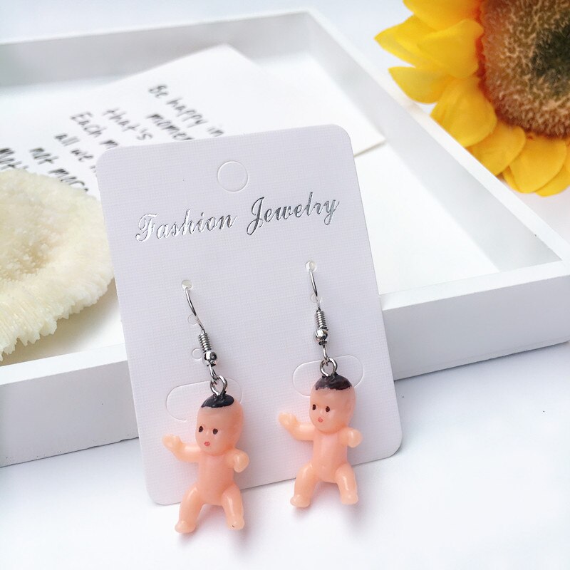 drôle bébé poupée forme coloré boucles d'oreilles pour femmes fille créative Harajuku Cool goutte boucles d'oreilles fête déclaration bijoux: Drop 7