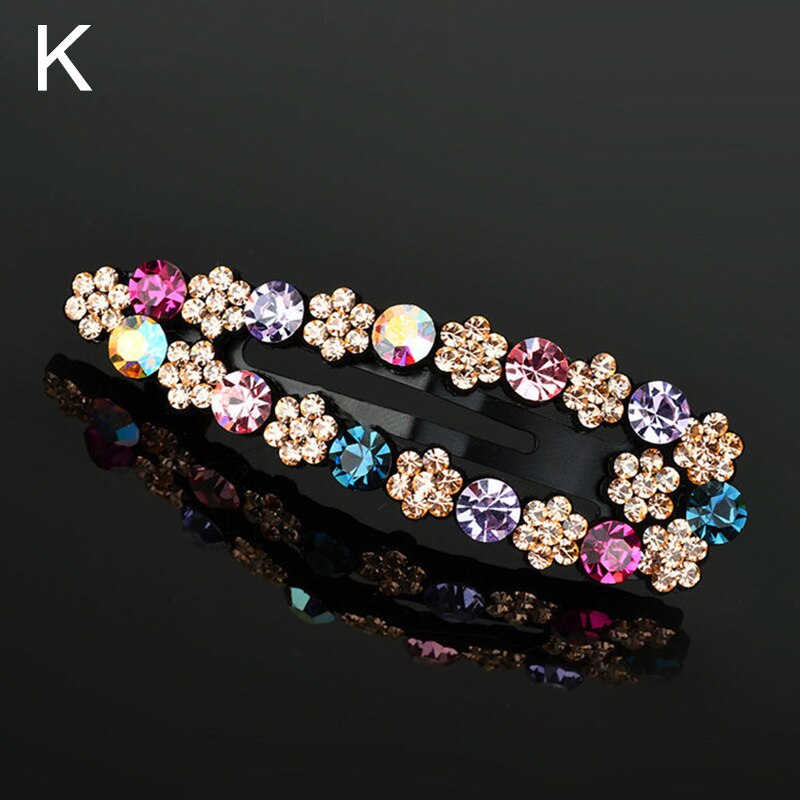 Moda kobiety błyszczący kryształ górski spinki Barrettes dziewczyna śliczne geometryczne spinki do włosów koraliki Hairgrip akcesoria do włosów: K