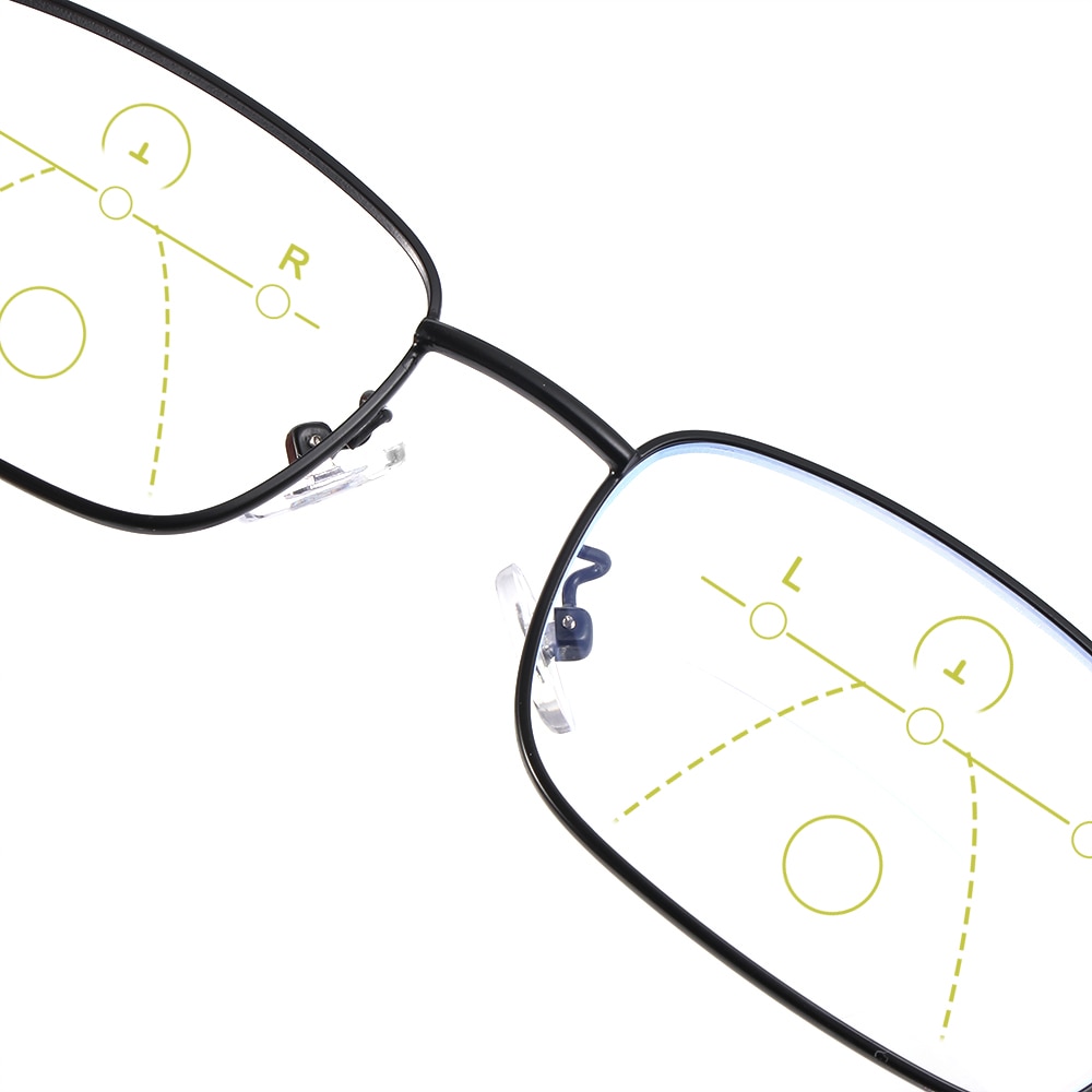 Progressive Multi-focal Reading Glasses Transitional Female Male Metal Spectacle Frame Anti Glare Blue Light Blocking Eyeglasses