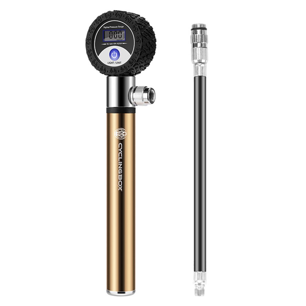 Mini Bike Pump with 4 Units Pressure Gauge for Schrader/Presta Valve 120PSI, with Accessories: Gold
