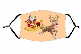 Christmas Decorations for Home Dust proof Print Face Cover Breathable Xmas Decor Santa christmas mask for women child and adults: 2