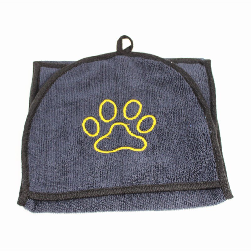 Pet Dog Bath Towel Double Sided Absorbent Fiber Gloves Cat Hygiene Supplies Pocket Soft Lightweight Plush Cleaning Towel: Navy