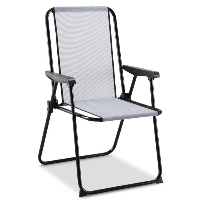 Silla de camping EREDU Picolo 421 / Tx - Respaldo alto - Pvc tejido - Gris y negro
