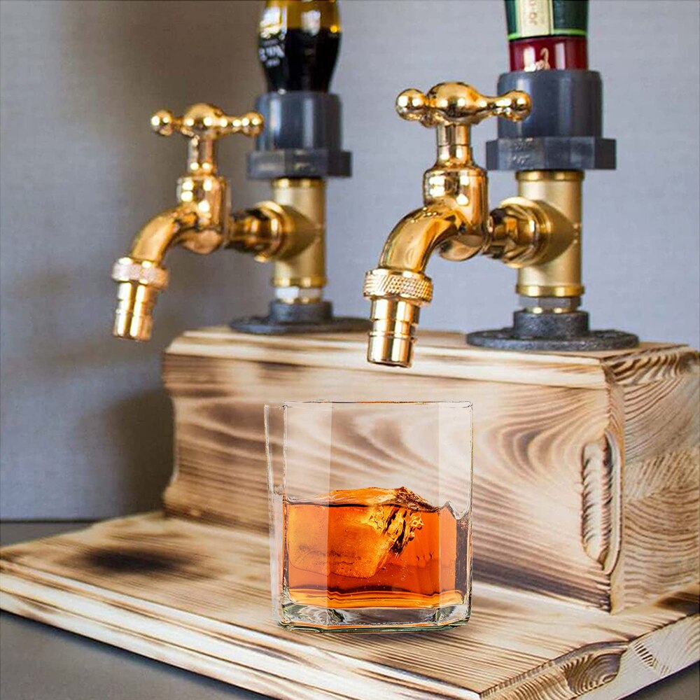 3 Bottle Liquor Alcohol Whiskey Wood Dispenser Beer Tap Stand Drink Holder Mount Rack Alcohol Whiskey Dispensers Organizer