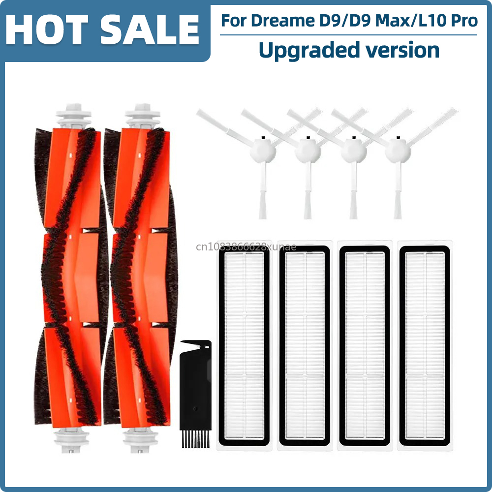 Ajuste para Dreame D9 / D9 Max / L10 Pro / Trouver LDS Finder piezas de vacío rodillo Cepillo Lateral filtro Hepa paño de mopa tanque de agua: Caqui oscuro