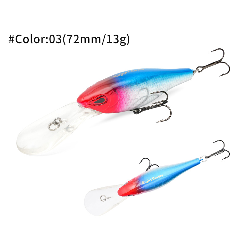 MSEASFREE Señuelo de pesca flotante Minnow, cebo duro Artificial, sonajero de 72mm y 13g, Wobblers de agua dulce para Lucio, aparejos de pesca: Rojo