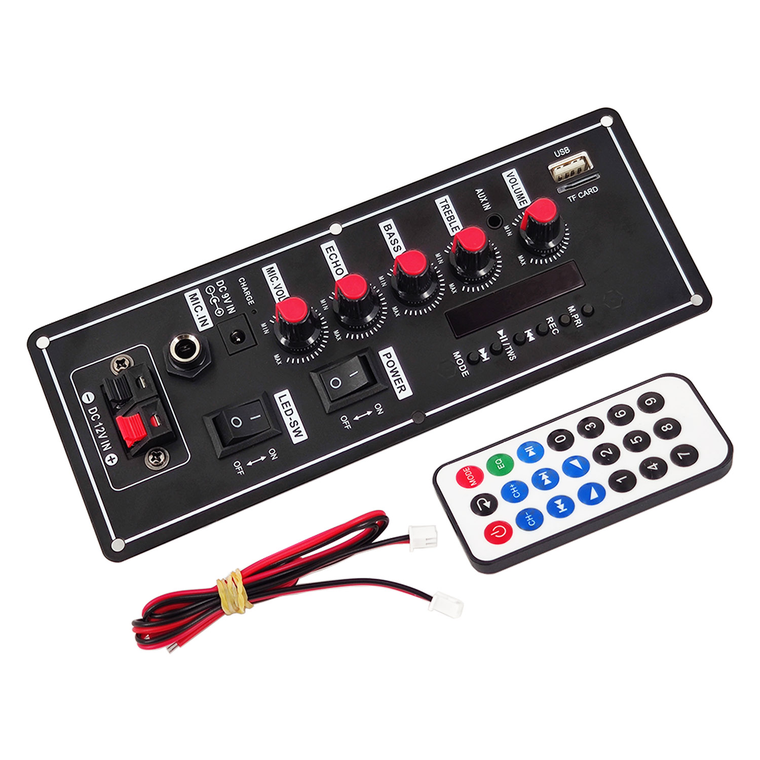 7.4V 12V Amplifier Board Square Dance 30W Speaker Amplifier Support Bluetooth AUX U-Disk 5-8Inch Speaker Home Theater DIY