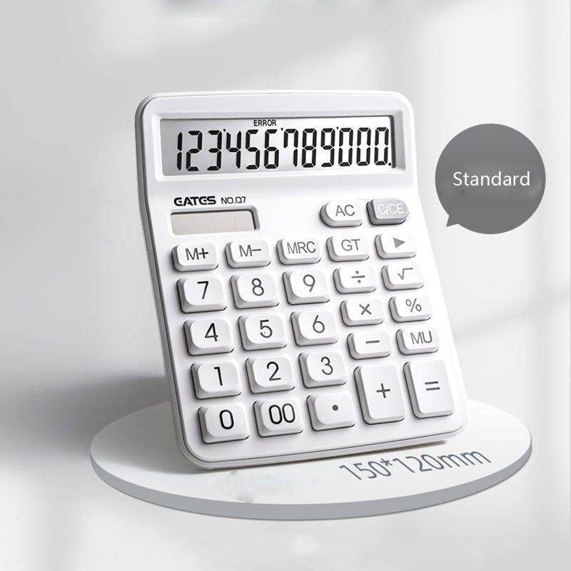 Simple Business Calculator 12-digit Display Large Screen Dual Power Supply Calculator Student Accounting Desktop Calculator: Standard