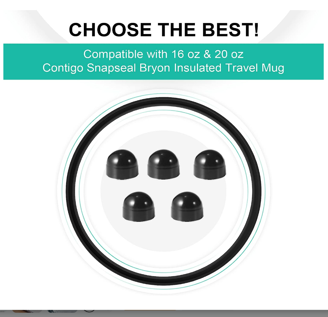 Contigo Snapseal Coffee Travel Mug Seal Replacement and Rubber Stopper, Pack of 10 Silicone Seal for Contigo Mugs