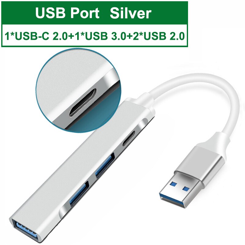 Usb hub 3.0 2.0 4 port splitter bærbar pc computer computer notebook tilbehør til macbook lenovo xiaomi aluminium multi extender gadget: Ladeportsslider