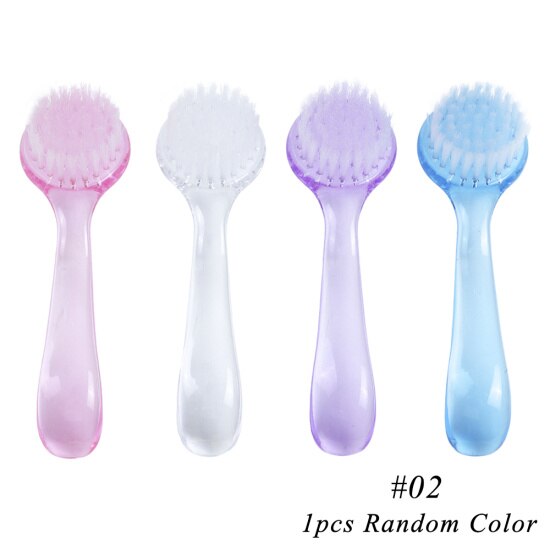 Cepillo de plástico para manicura y pedicura, Herramientas de limpieza de uñas, suave, elimina el polvo, brochas de maquillaje, accesorios para el cuidado de las uñas, Color aleatorio TR095, 1 ud.: 02