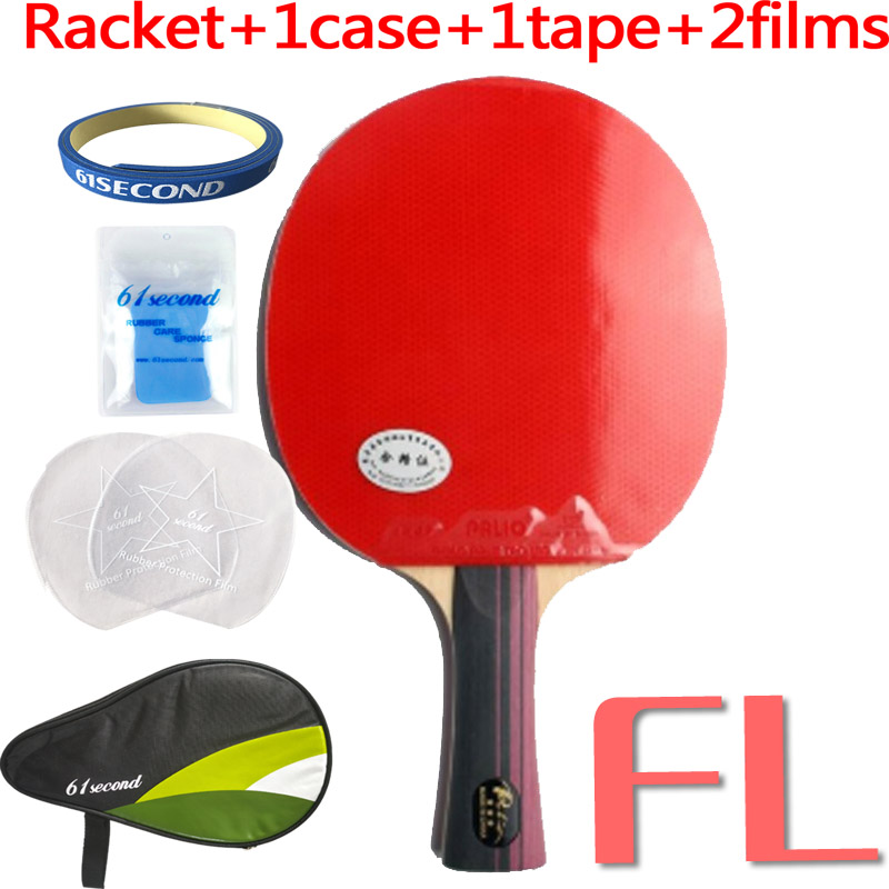 PALIO 3 STERNE Tischtennis Schläger mit CJ8000 Gummi Schwamm Schläger Tasche fallen Original PALIO 3-Stern Kohlenstoff Klingeln pong Schläger Paddel: FL mit HM Fall