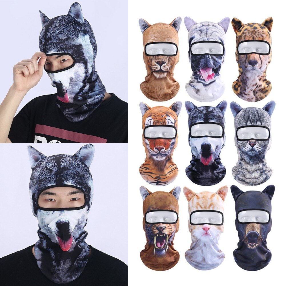 Tocado de para mascotas, pasamontañas 3D de animales para bicicleta, gato, ciclismo completo