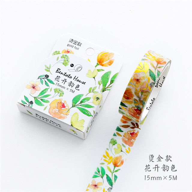 Verschiedene Blumenfolien-Washi-Band zum Selbermachen, dekoratives Maskierung-Klebeband für Scrapbooking und Telefondekoration: Orange