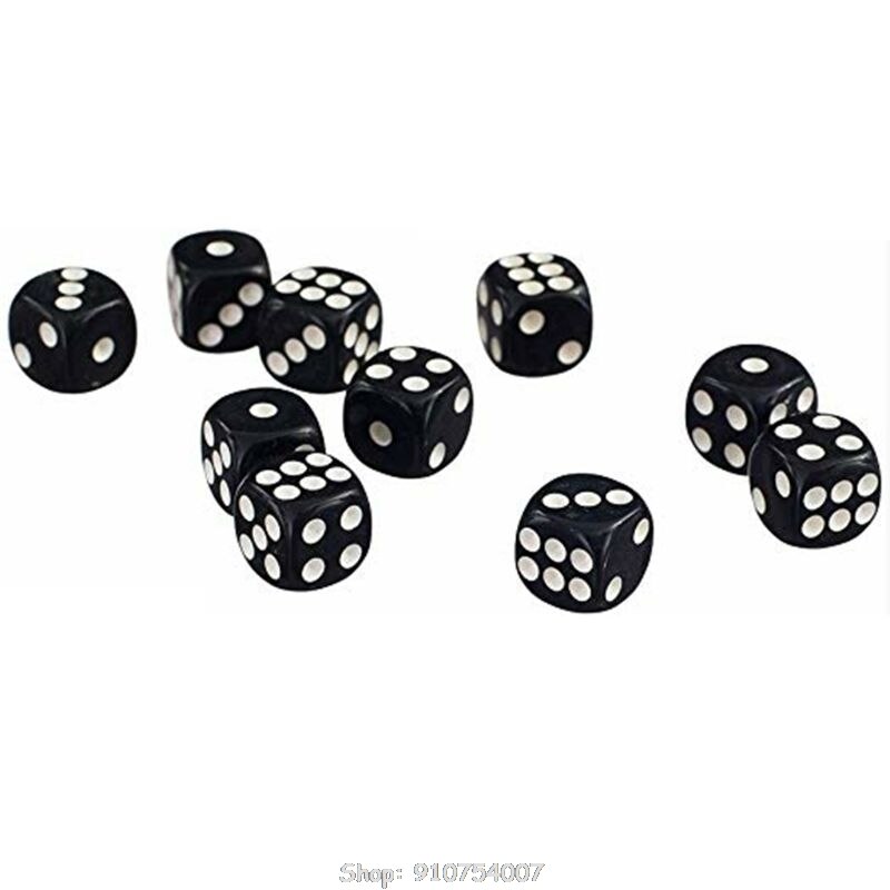 50 Stuks 12Mm Zwart Acryl Dobbelstenen Ronde Hoek Zes Zijdige D6 D & D Rpg Ktv Bar Partij Dobbelstenen game N04 20