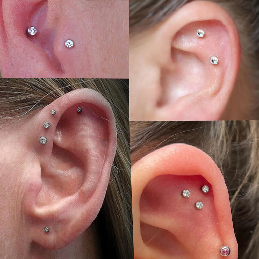 2pcs/8pcs 16G Clear Lip Rings Studs Plastic Labret Piercing Jewelry Push in Cartilage Earring Threadless Helix 6mm 8mm 10mm