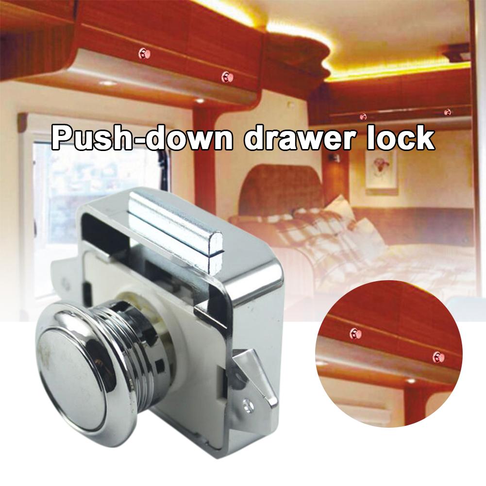 Car Push Lock Handle Type Button Push Locks Camper Car RV Caravan Boat Motor Home Cabinet Drawer Latch Furniture Hardware