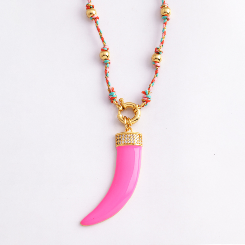 Cordón de algodón natural estilo bohemio, joyería con cuentas anudadas largas, amuleto de suéter de cuerda trenzada colorida, suministros de para de verano y playa: COLOR ORO ROSADO