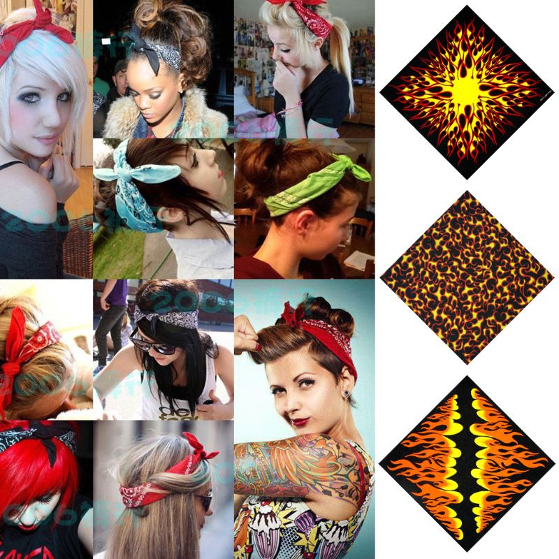 Foulard de motard japonais Harajuku, impression de feu, protection multi-usage, écharpe carrée sans couture, bandeau de moto Hip-Hop, cravate de cou