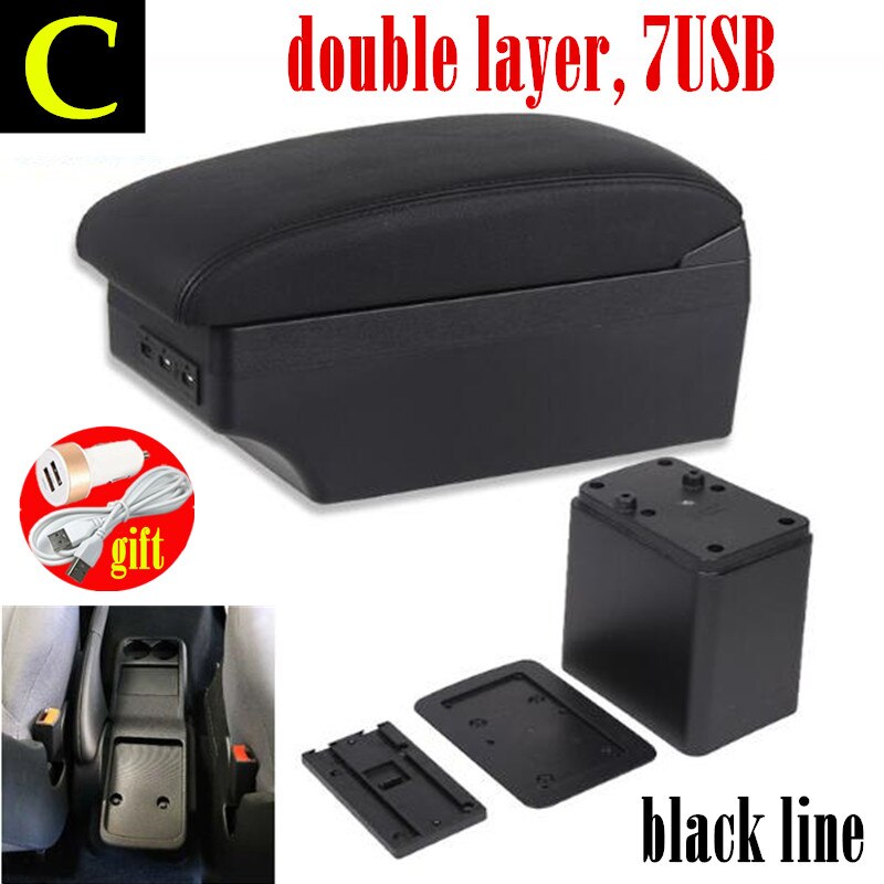 Accoudoir de voiture pour citroën Berlingo, pièces de remise à niveau, pour Peugeot Partner tepee boîte de rangement, accessoires de voiture recharge avec USB: C black black line