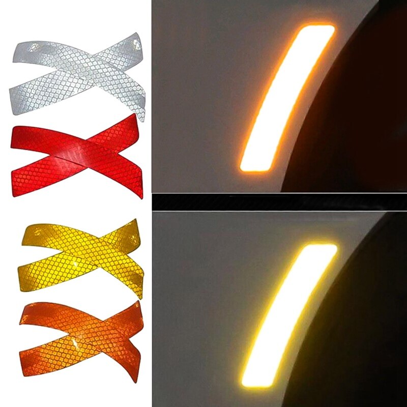 2Pcs/Lot Car Bumper Reflective Warning Strip Decal Stickers Auto Accessory Reflector Stickers Decals Car Styling