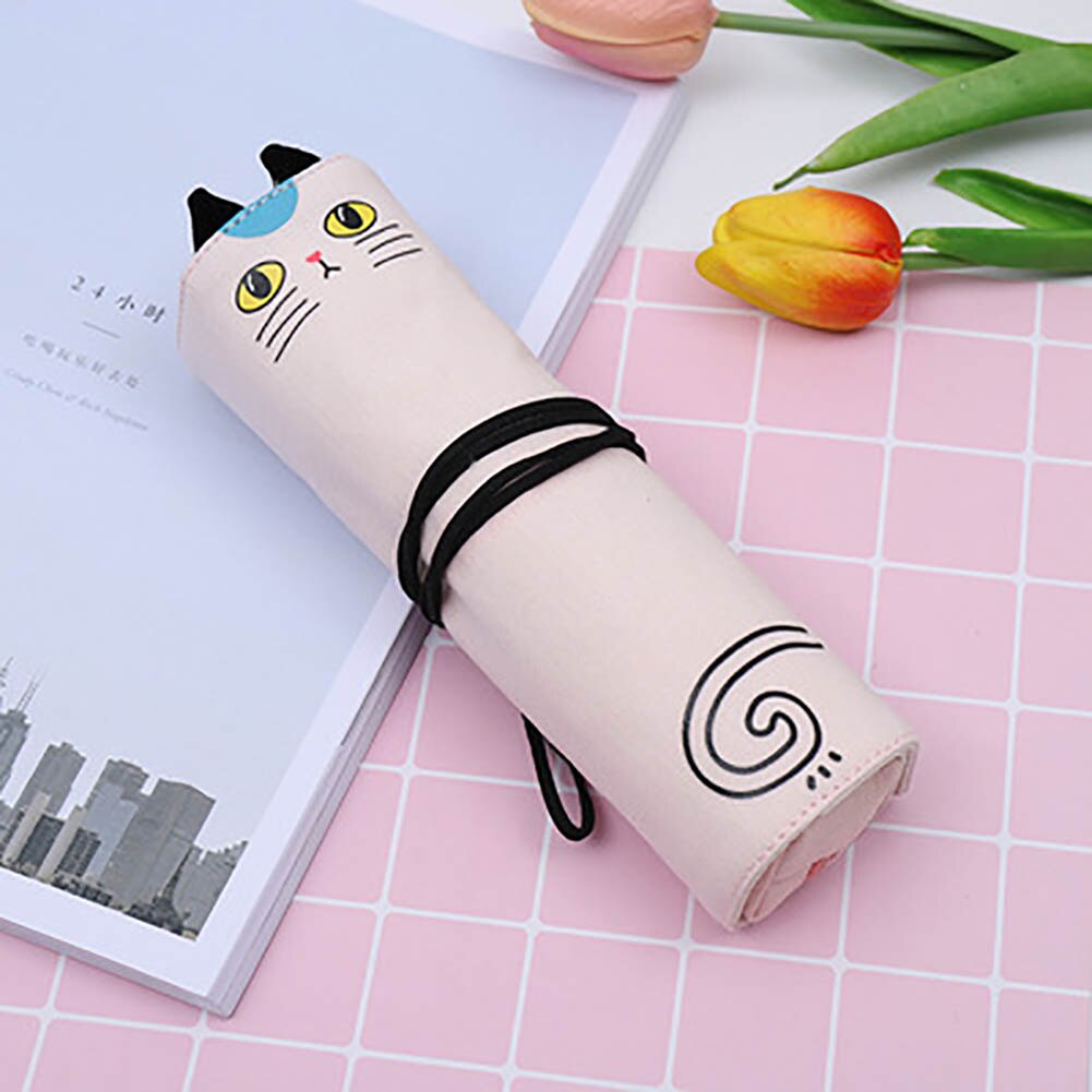 Canvas Roll Etui Student Pen Box Zak Stationery Potlood Tassen Opslag Pouch Materiaal Escolar Чехол Для Карандашей