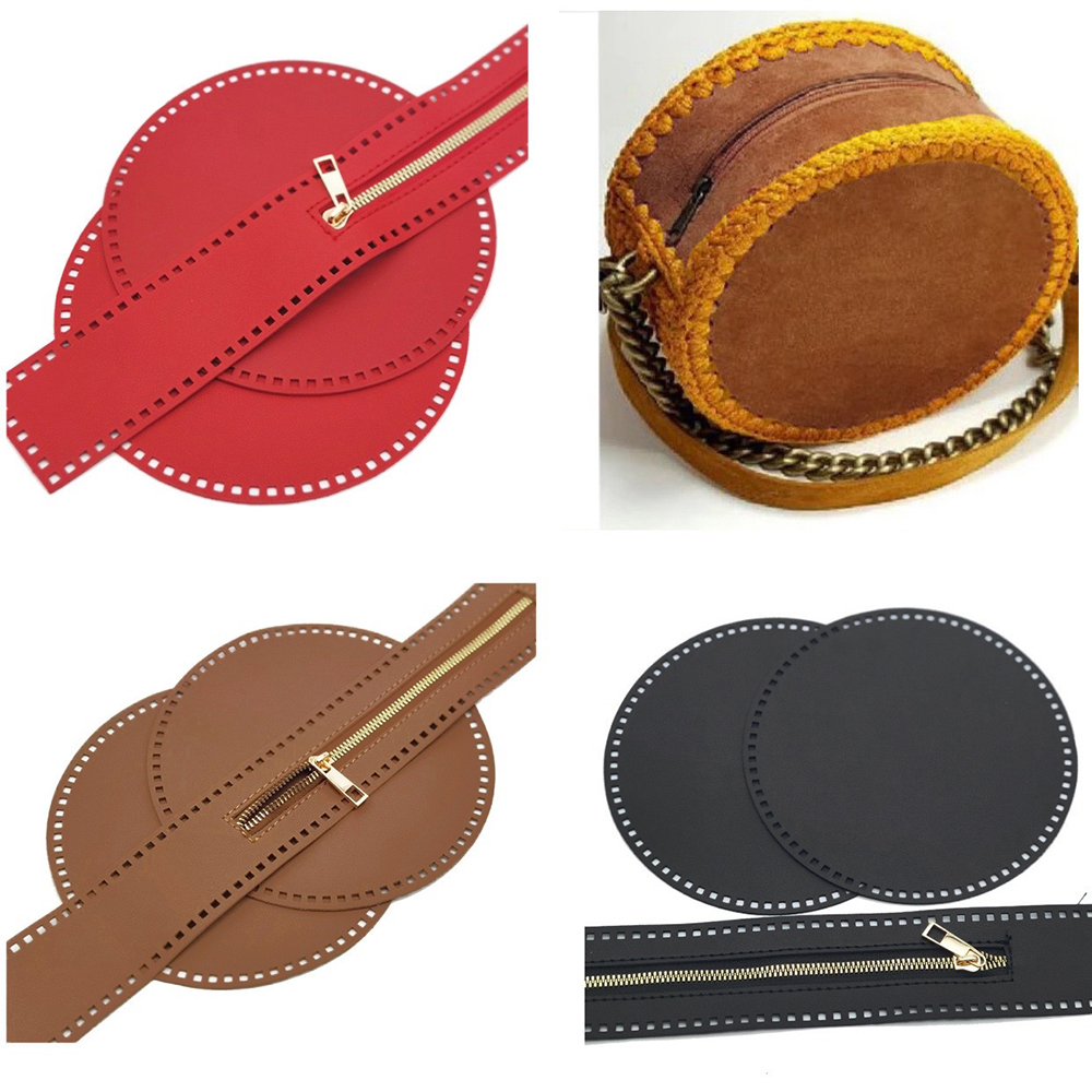 3 stks/set 17 cm Ronde Bodem Voor Gebreide Tas PU Lederen Tas Basis Handgemaakte Bodem Met Gaten Diy Gehaakte Tas bodem Accessoires
