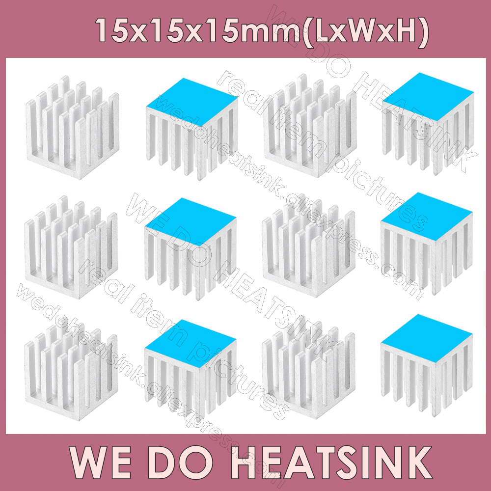 DISSIPADOR DE CALOR WE DO 15x15x15mm sin o con almohadilla térmica tamaño de cubo pequeño disipador de calor de aluminio ranurado anodizado negro radiador enfriador: 4 mm / Blue