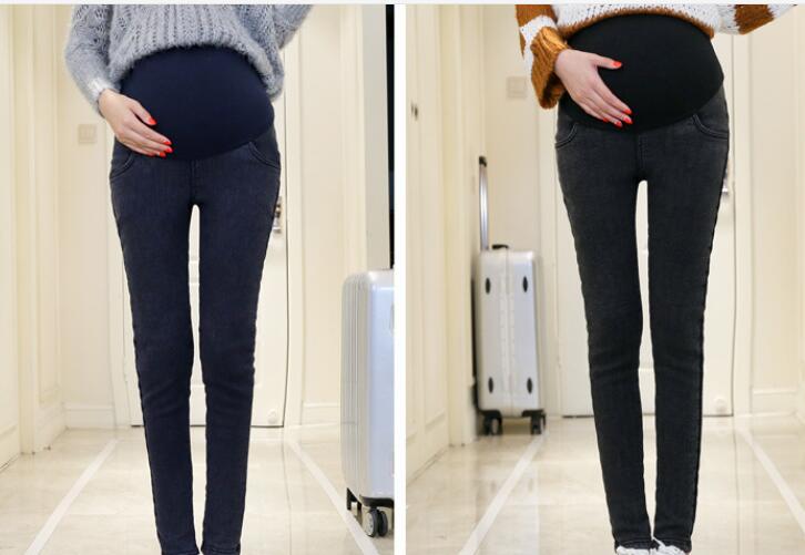 Mutterschaft Halten warme Jeans Für Schwangere Frau Schwangerschaft Denim Hosen Winter Verdicken Hosen mutterschaft kleidung Plus Größe M-XXL