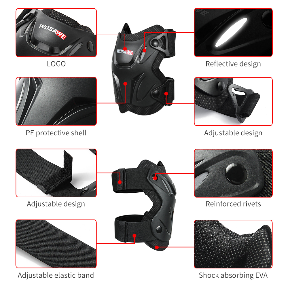 WOSAWE Ginocchiere per moto MTB per adulti Protezione per le articolazioni del corpo del gomito Protezione protettiva per sci Skateboard Snowboard Motocross Ginocchiera
