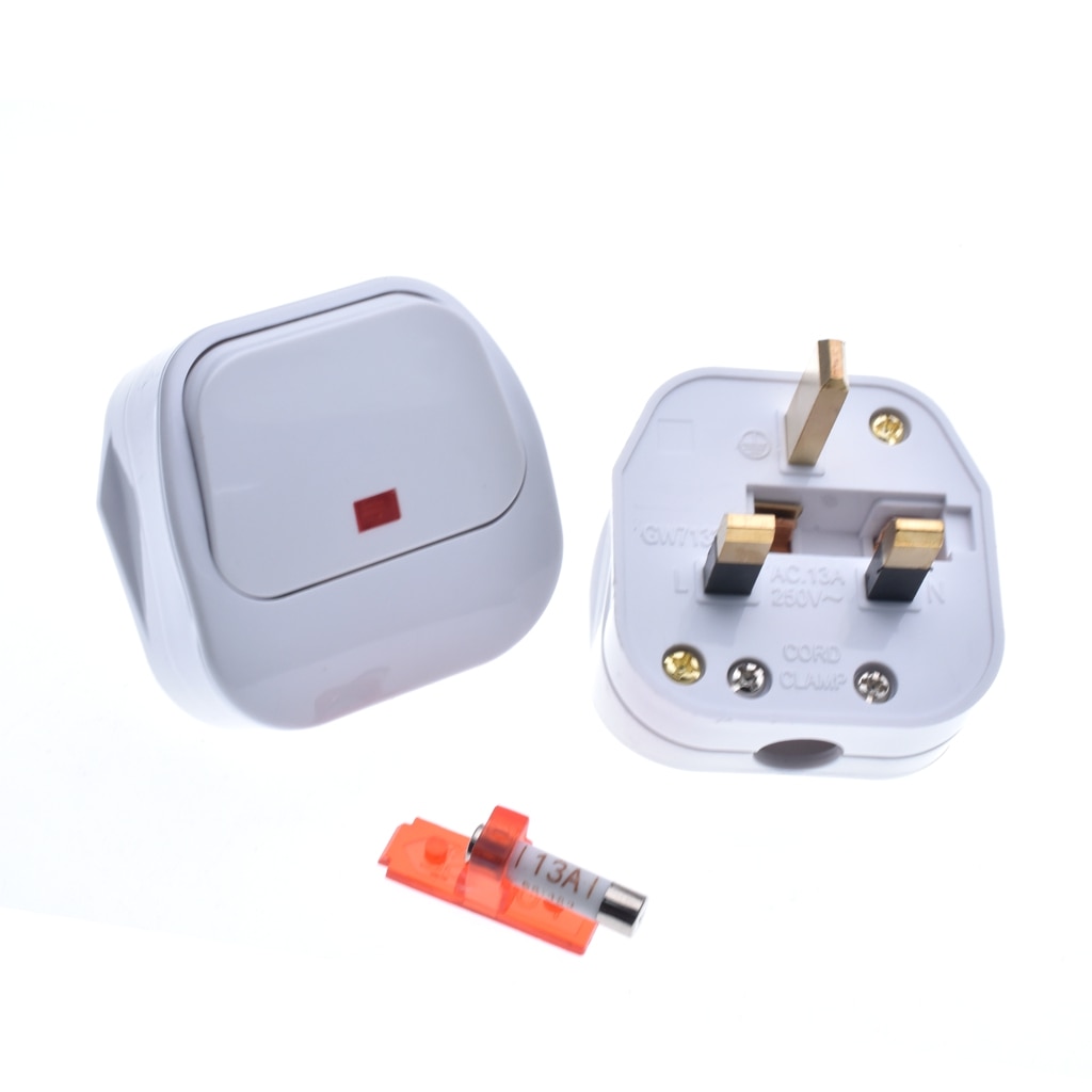 UK 3 Pin Switch 250V 13A AC Power Plug With Switch Male Electrical Socket Fused Connect Cord Overload Protection Adapter: Type 2