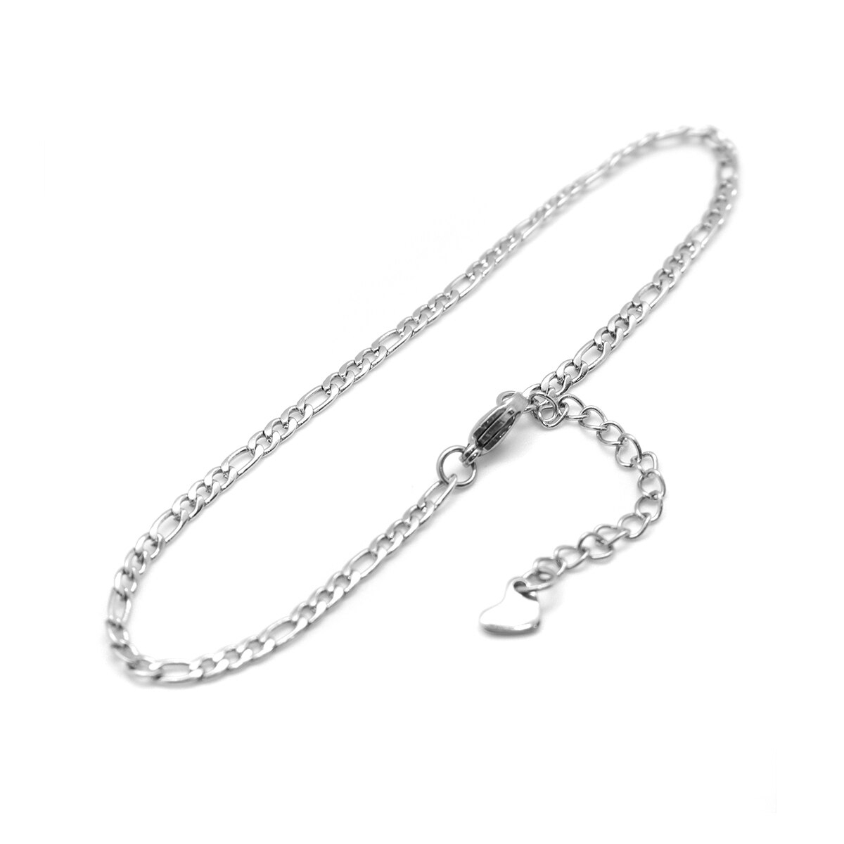 304 Stainless Steel Anklet For Women Men Silver Color Heart Chain Anklet Wedding Jewelry 22.8cm(9&quot;) long, 1 Piece