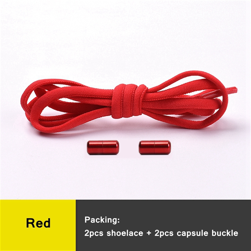 Elastic No Tie Shoelaces Semicircle Shoe Laces For Kids and Adult Metal Lock Sneakers Shoelace Boot Lazy Laces Shoe Strings: Red / 100cm