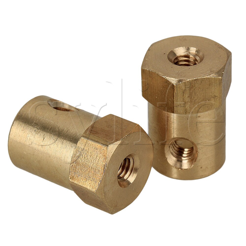 Golden Tone 4mm Brass Shaft Motor Flexible Coupling Coupler For DC Motor Robot DIY Pack of 2