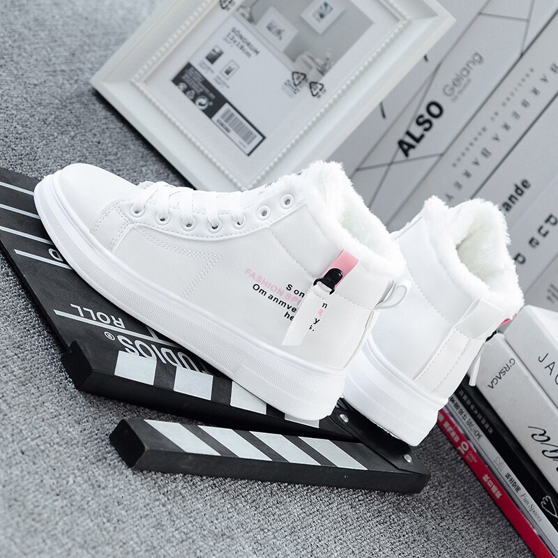 Winter Boots Women Ankle Boots Warm Winter Woman Shoes Sneakers Flats Lace Up Ladies Shoes Women Short Snow Boots: Pink / 39