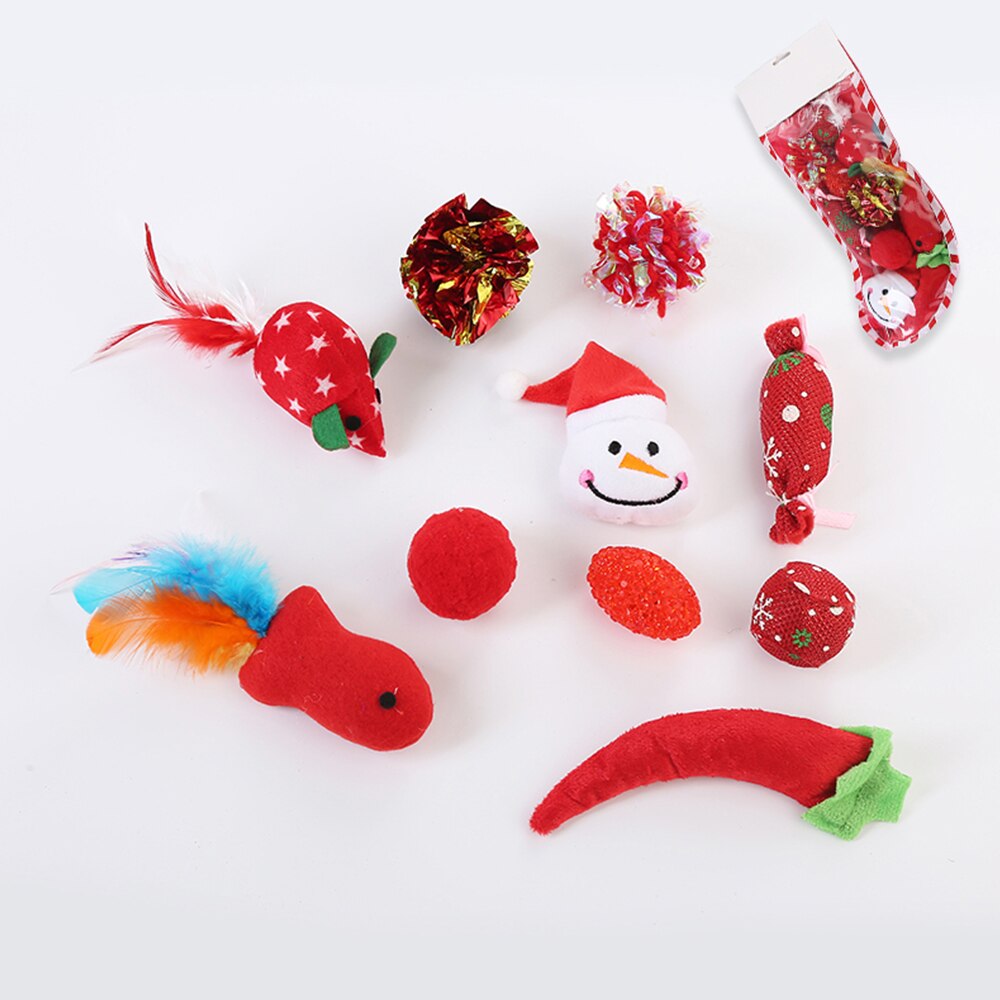 Juguete para gatos medias de Navidad con juguetes Set de juguetes mascotas, gatito Juguetes: red