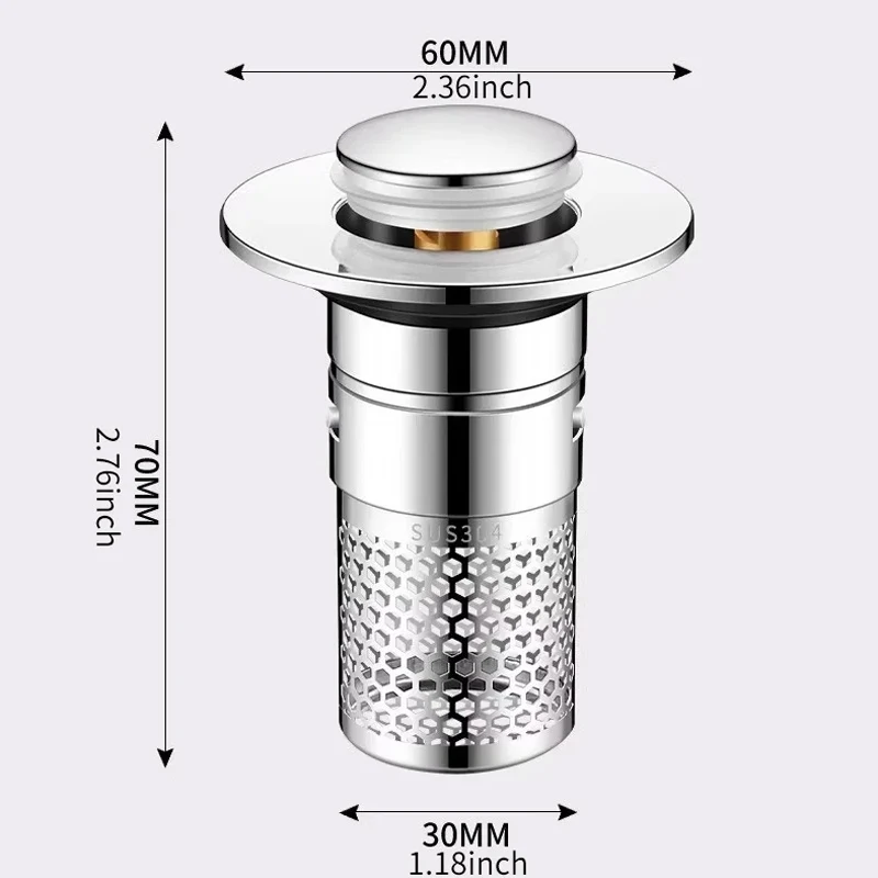 Keuken wastafel abs lekvrije afvoerplug vloerafvoerfilter geurwerende pop-up met terugslagklep, spoelbakstop, haarfilter voor de gootsteen