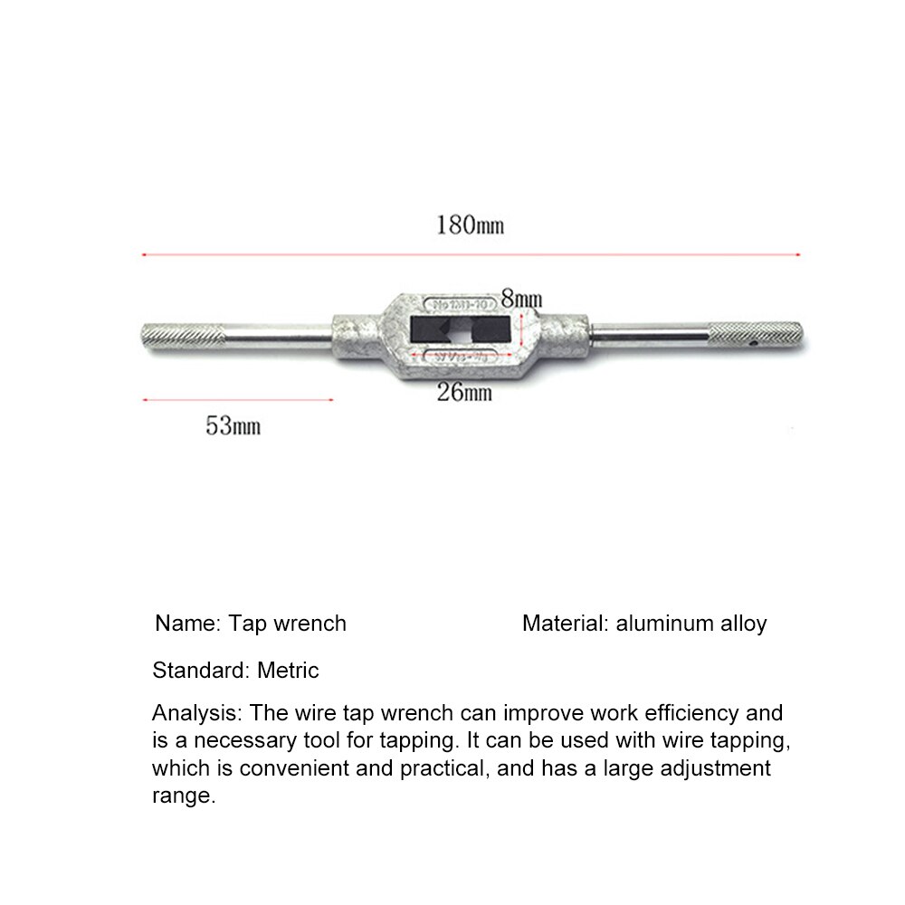 Llave de terraja de mano ajustable, M1-10, mango métrico de M1-12Thread, accesorios de herramienta para grifos y juego de troqueles