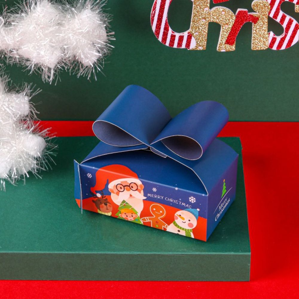 1 Pcs Christmas Papieren Zak Voor Snoep Cookie Biscuit Chocolade Verpakking Doos Met Venster Gebak Levert: blue