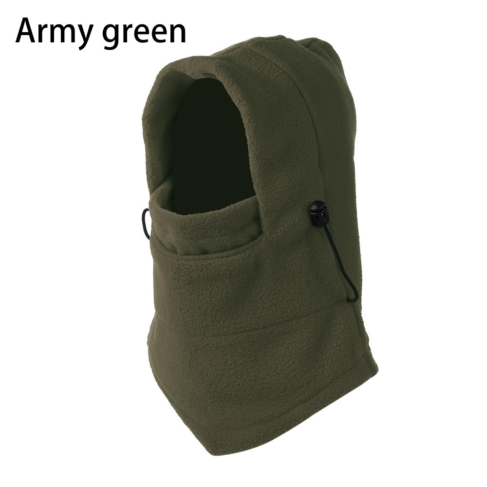 1 PC Winter Outdoor Windproof Snood Hood Hat Warm Thermal Fleece Balaclava Scarf Cycling Hiking Full Ski Face Cover Neck Warmer: Army green