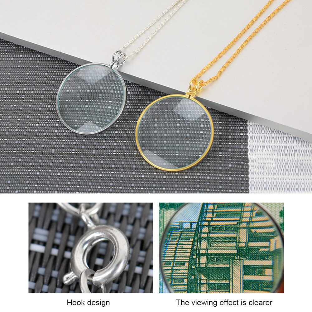 Collier décoratif Monocle avec loupe 5x, pendentif en chaîne plaquée or et argent pour femmes, de bijoux