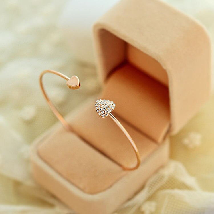 Urocze Love Heart Shape bransoletki i Bangles dla kobiet dziewczynki kryształowa bransoletka złota srebrna kolorowa bransoletka oświadczenie biżuteria A233