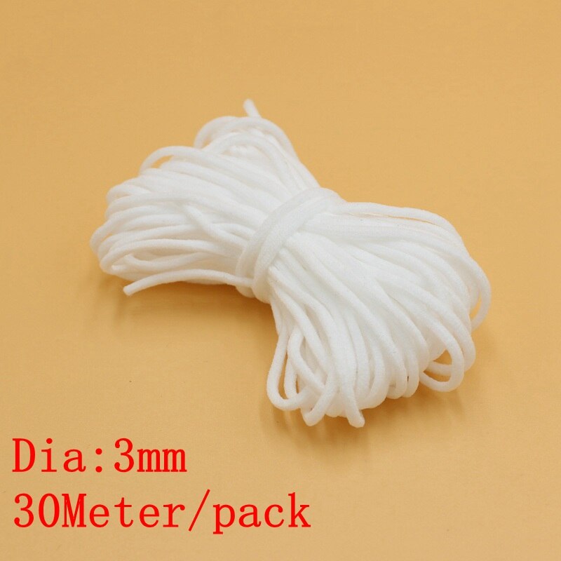 Banda elástica para mascarilla, banda de goma para colgar en la oreja, accesorios DIY, 3/5mm, 5/10/30m/paquete: 3mm 30 Meter