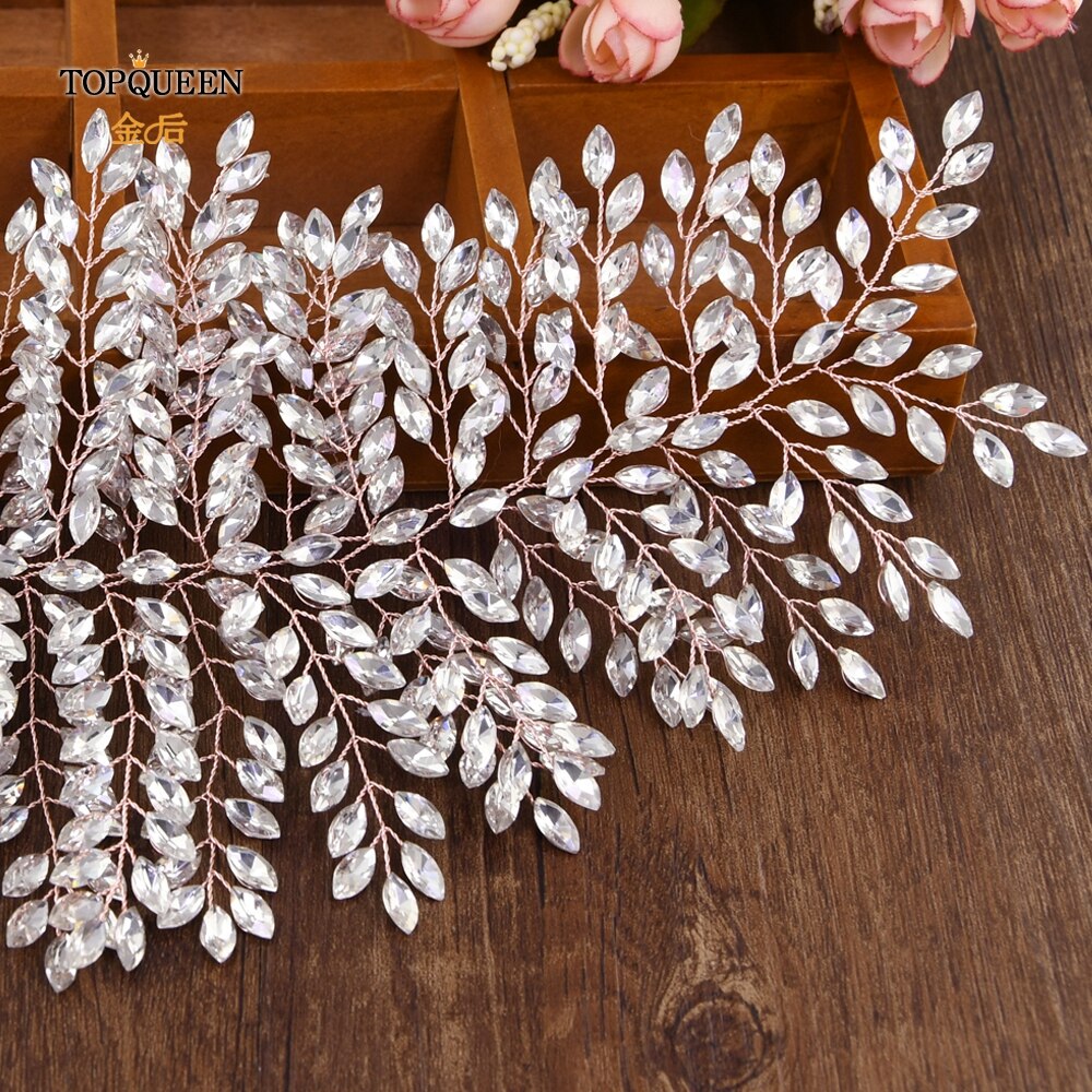 TOPQUEEN Rose Gold Jeweled Belt Wedding Dress Belt Rhinestone Belts for Women Formal Belt for Women Dresses Bridal Sash SH238-RG