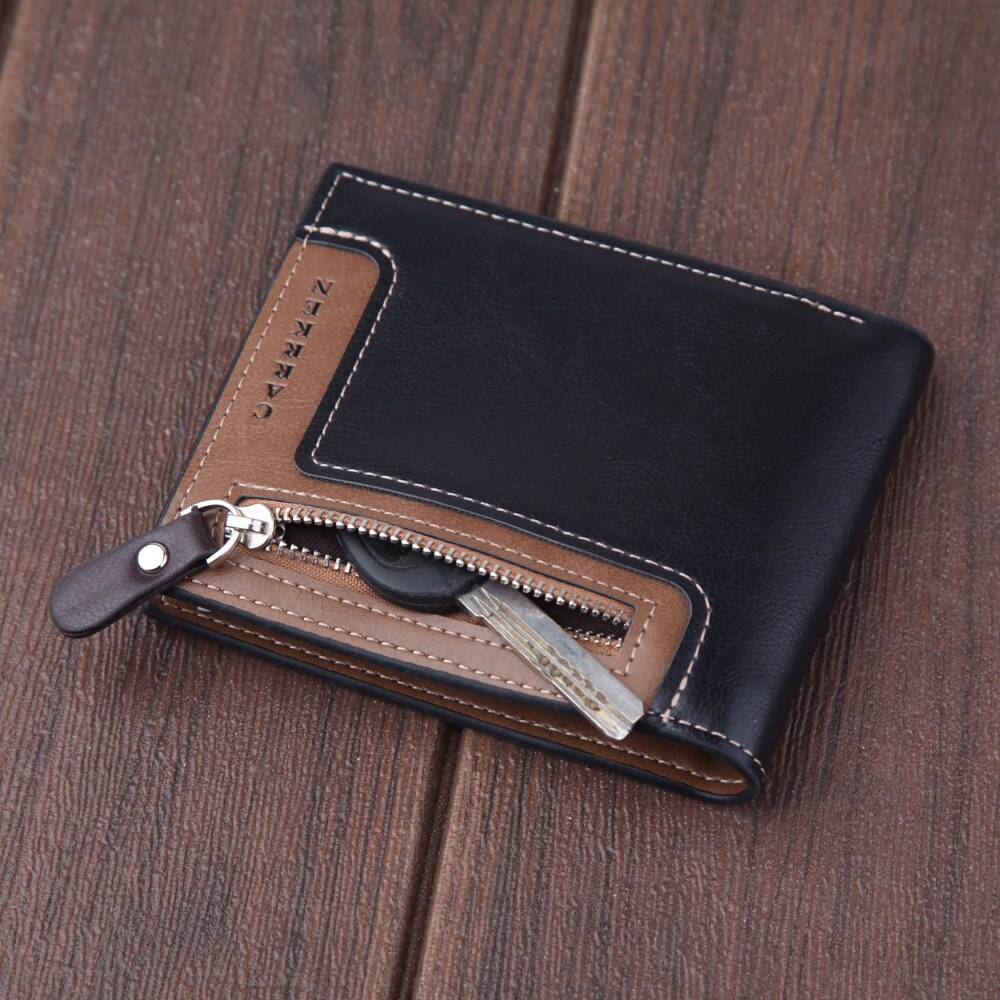 ¡Novedad de ! Cartera Catei Karrui para hombre, billetera corta con cremallera, billetera para hombre con Clip para dólar de EE. UU., billetera Retro de cuero PU, billetera informal suave